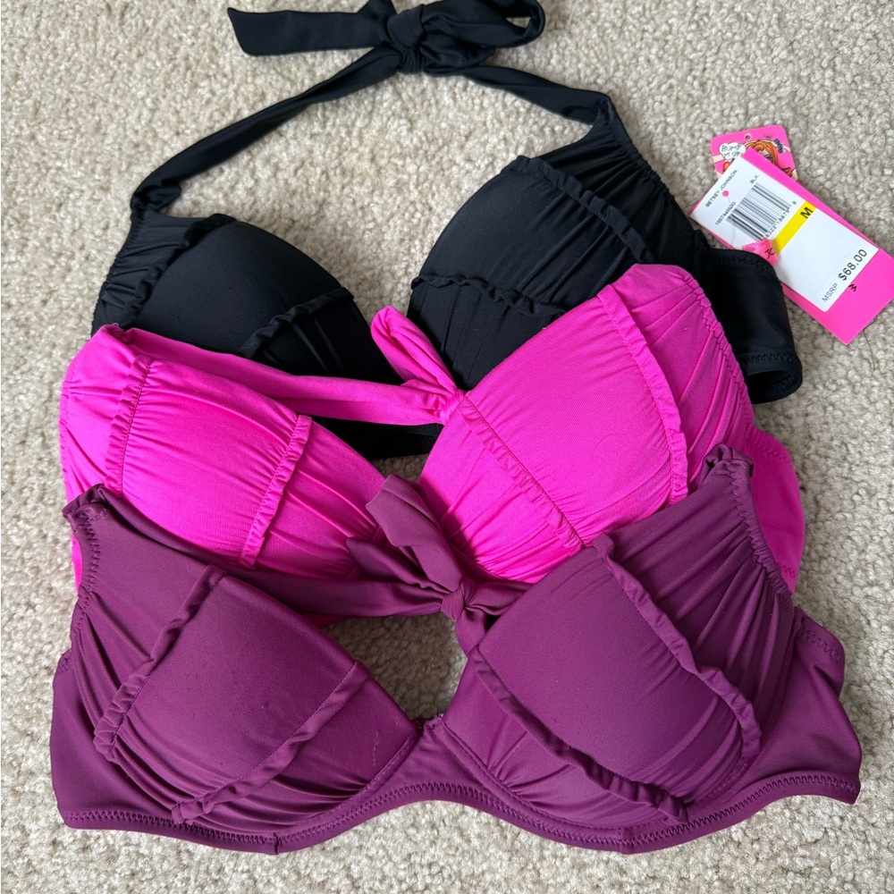 Betsey Johnson Bikini tops (3) 
Black, Pink, and Plum